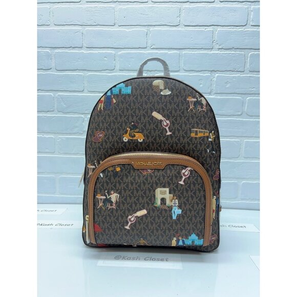 Michael Kors backpack jaycee large pocketbook girls printed brown multi - Picture 11 of 11